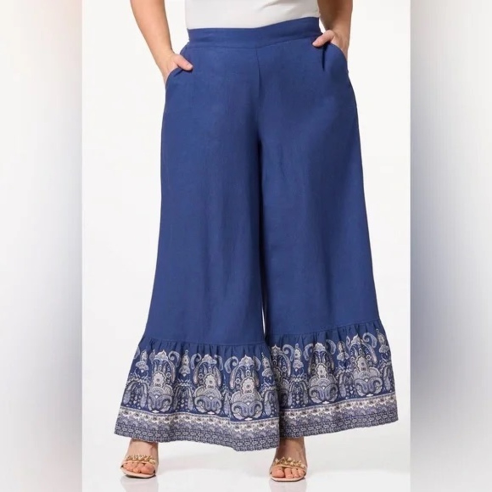 Cato | PLUS SIZE BOHO PAISLEY LINEN PANTS VARIOUS SIZES AVAILABLE